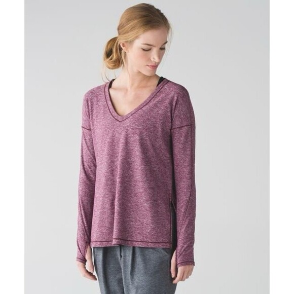 lululemon athletica Tops - Lululemon Dash To Class Long Sleeve Heathered Red Grape